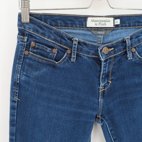 Abercrombie & Fitch Women 2L 2 Long Erin Low Rise Blue Denim Jeans Cotton Blend - Picture 3 of 11